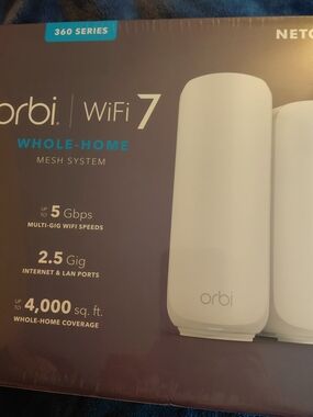 Netgear Orbi WiFi 7 360 Series NEW Sealed BE5000 2pk System 4,000 SF Coverage